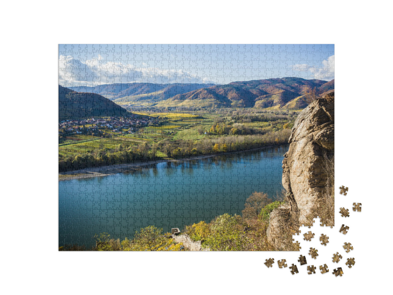 Puzzle de 1000 pièces « Paysage de la Wachau, fleuve Danube, Autriche »