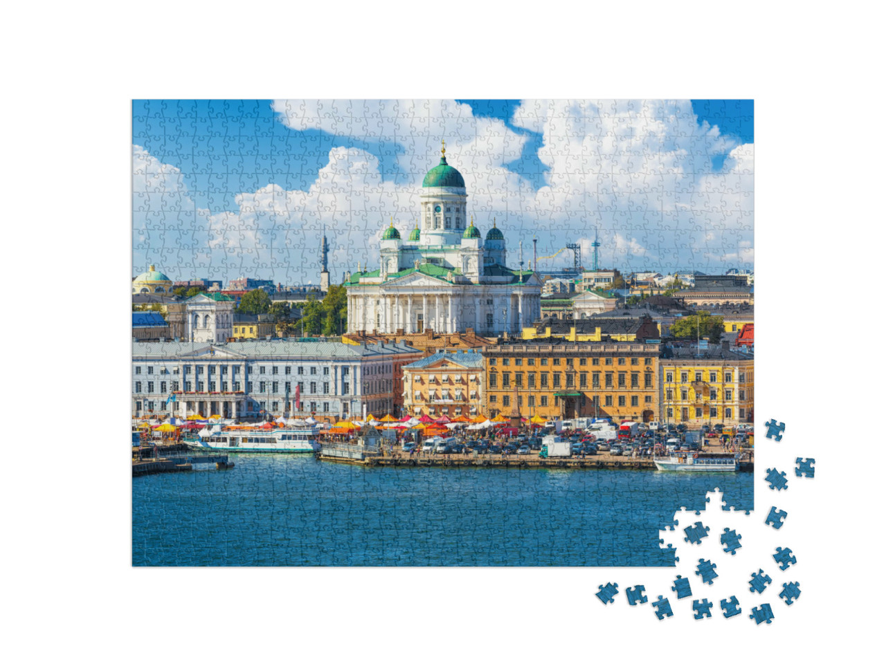 Puzzle de 1000 pièces « Panorama estival sur la jetée de la vieille ville à Helsinki, Finlande »