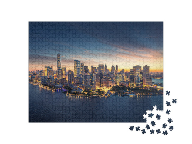 Puzzle de 1000 pièces « Skyline de New York au lever du soleil, New York, États-Unis »