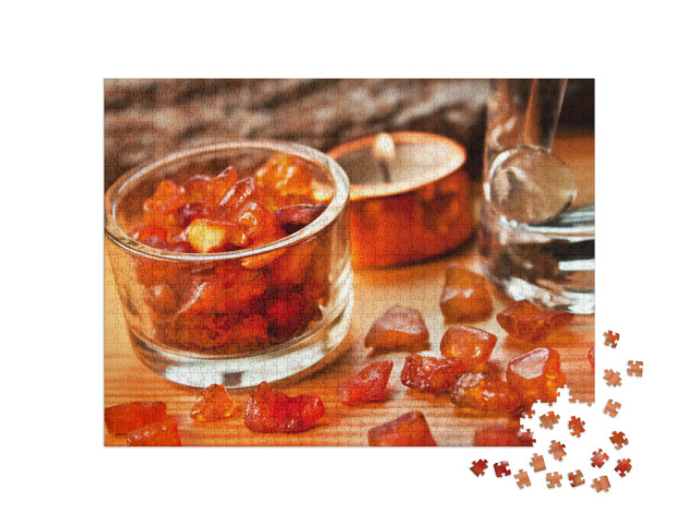 Puzzle de 1000 pièces « Bougie, eau, ambre »