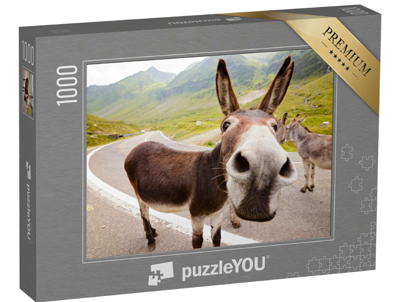 Puzzle de 1000 pièces « Drôle d'âne dans les montagnes roumaines »