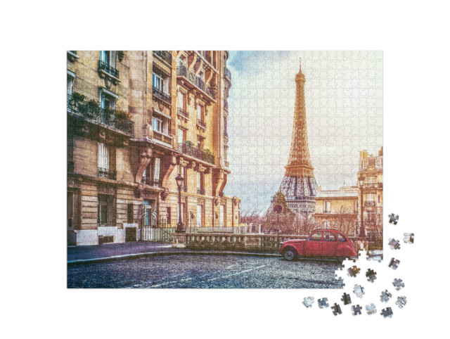 Puzzle de 1000 pièces « Rue de Paris avec vue sur la célèbre Tour Eiffel »