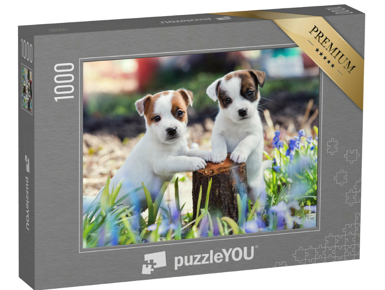 Puzzle de 1000 pièces « Deux adorables chiots Jack Russell »