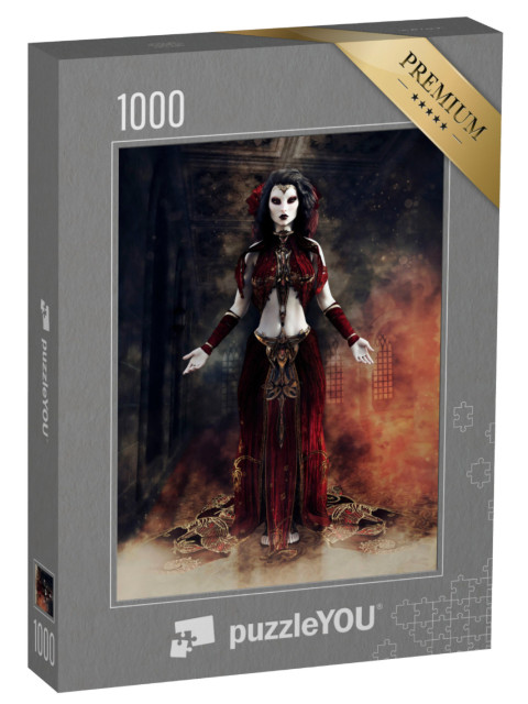 Puzzle de 1000 pièces « Sorcière gothique, enveloppée de fumée »