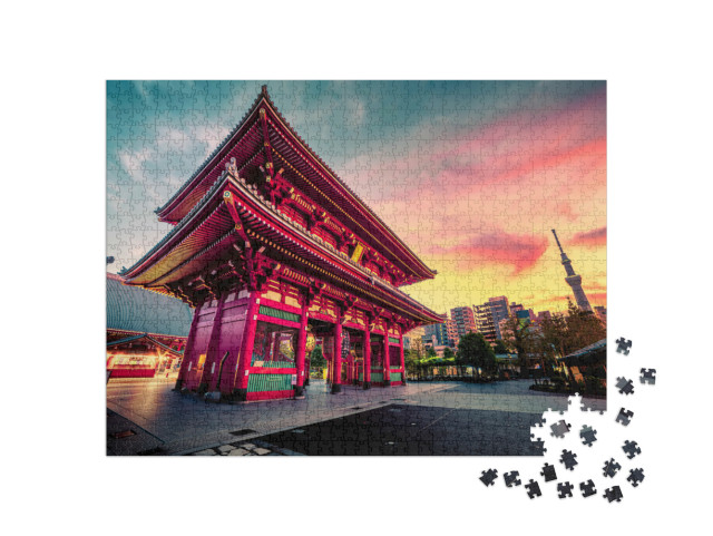 Puzzle de 1000 pièces « Temple Sensoju, à l'arrière-plan la Tokyo Skytree »