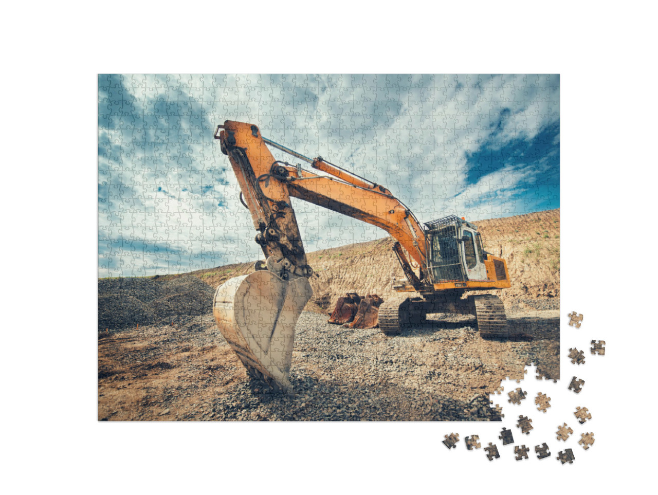 Puzzle de 1000 pièces « Gros plan sur une pelle industrielle sur un chantier de construction »