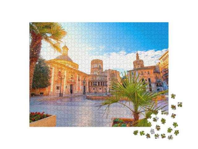 Puzzle de 1000 pièces « Place de la Vierge Marie : cathédrale de Valence au lever du soleil »