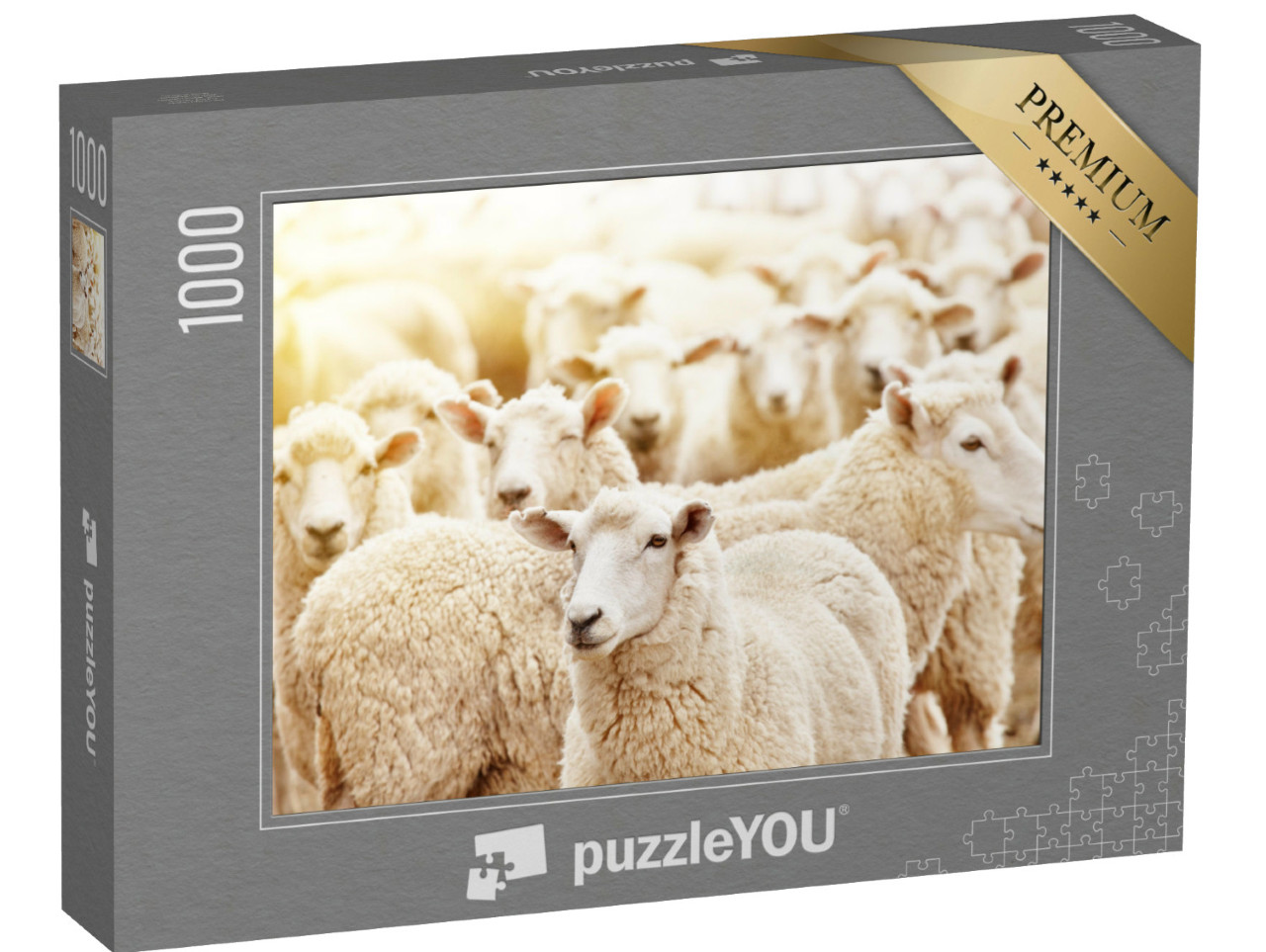 Puzzle de 1000 pièces « Gros plan sur un troupeau de moutons »