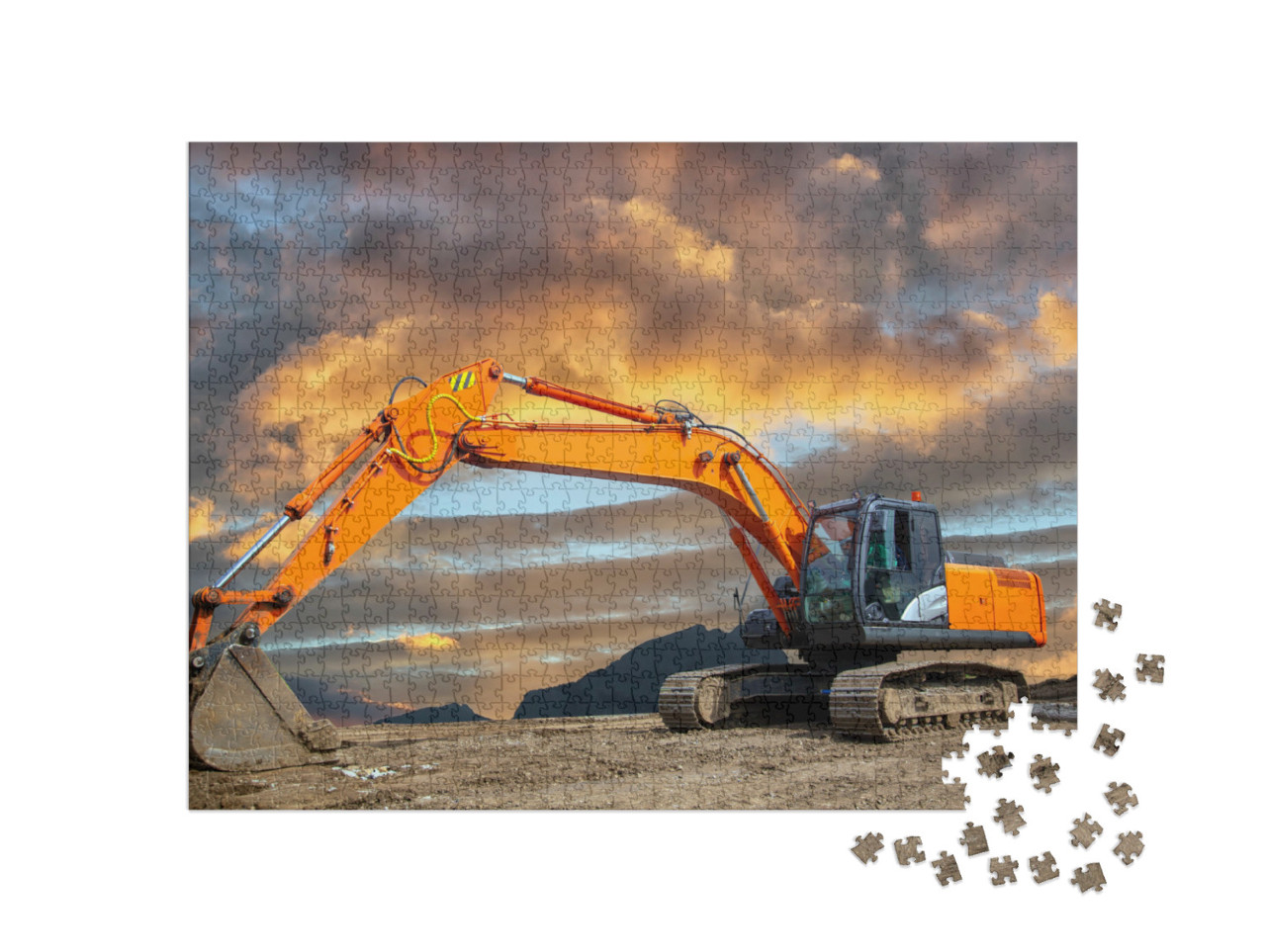 Puzzle de 1000 pièces « Une pelleteuse sur chenilles sur un chantier »
