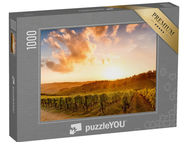 Puzzle de 1000 pièces « Vignobles dans la région du Chianti au coucher du soleil, Italie »