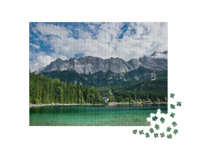 Puzzle de 1000 pièces « Eibsee devant la Zugspitze en Bavière, Allemagne »