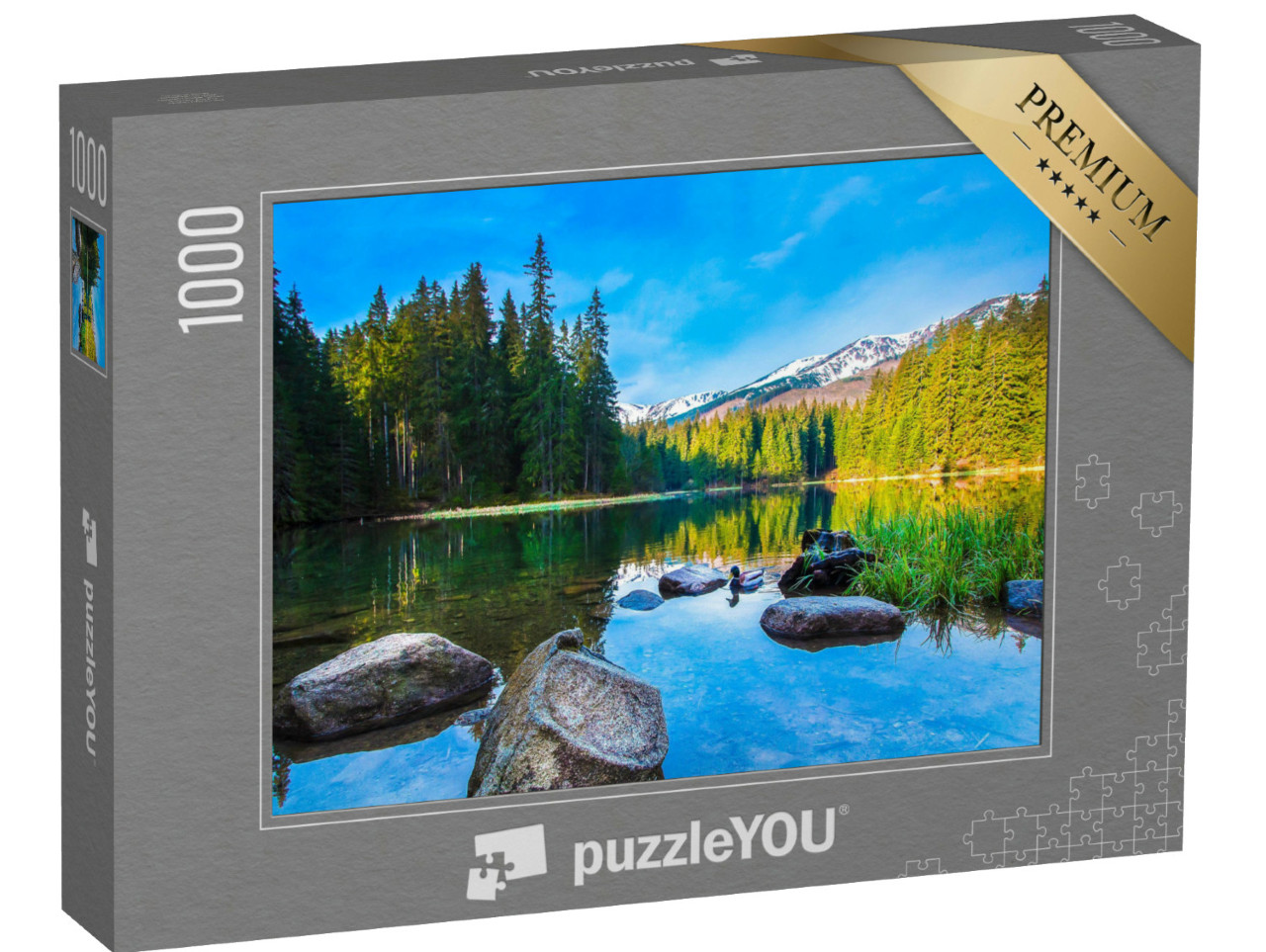 Puzzle de 1000 pièces « Pierres dans l'eau calme d'un lac de montagne »