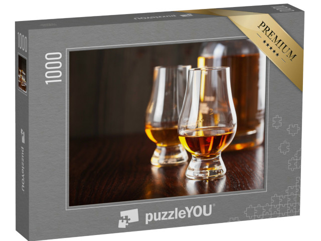 Puzzle de 1000 pièces « Bouteille et verres à whisky »