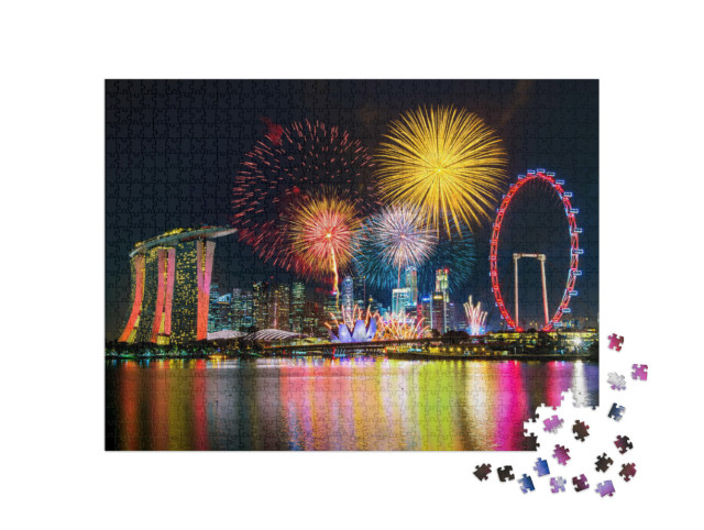 Puzzle de 1000 pièces « Feux d'artifice au-dessus de Singapour »