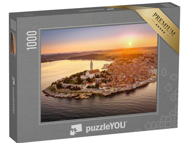Puzzle de 1000 pièces « Lever de soleil vu du ciel de Rovinj, Croatie »