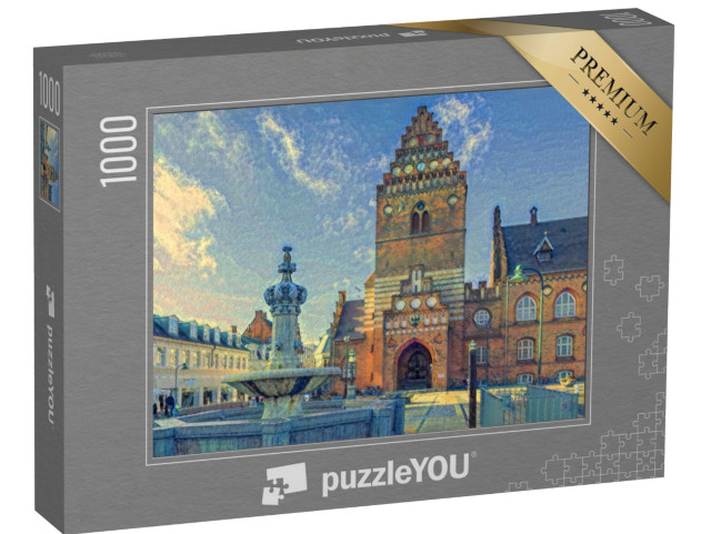 Puzzle de 1000 pièces « dans le style de Paul-Cezanne - Hôtel de ville de Roskilde - Collection de puzzles Artistes & Tableaux »