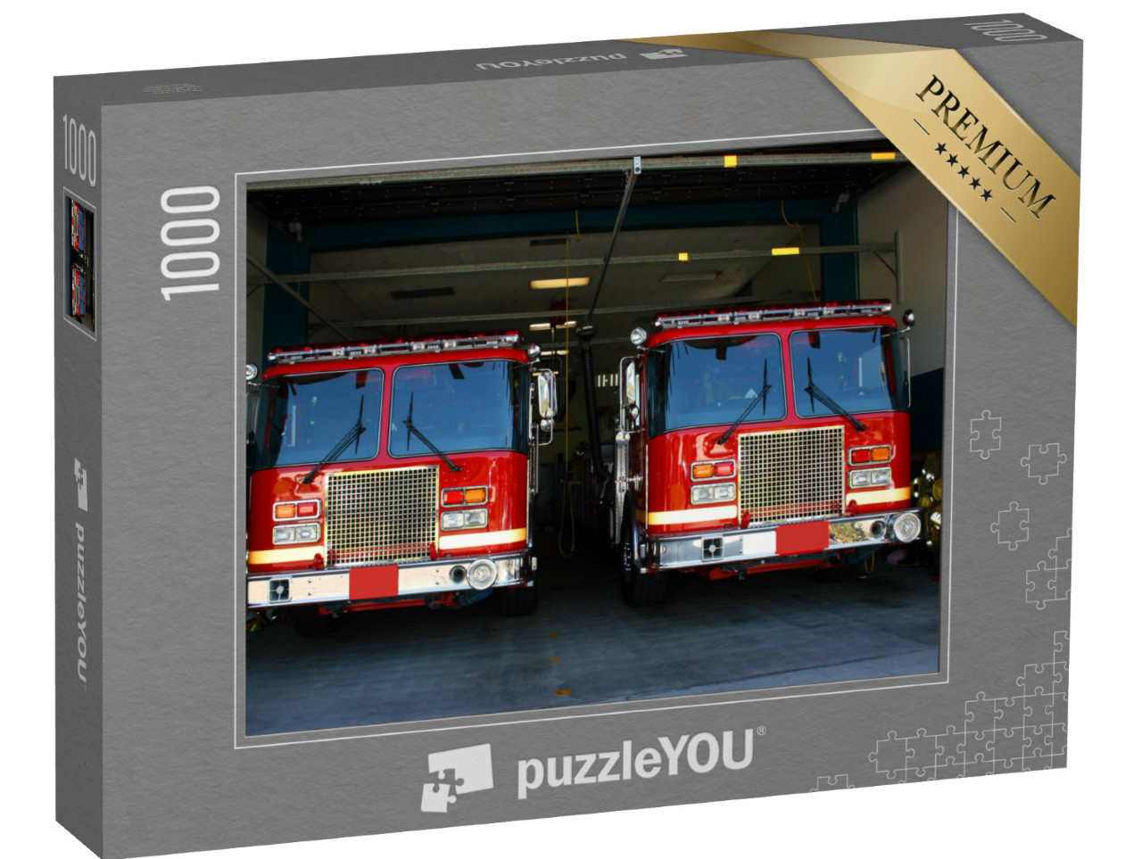 Puzzle de 1000 pièces « Camions de pompiers dans une caserne »