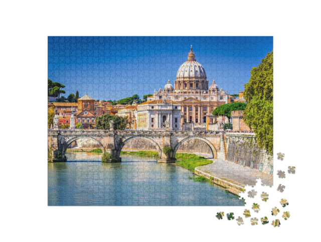 Puzzle de 1000 pièces « Dôme du Vatican de la basilique Saint-Pierre sur le Tibre, Rome »