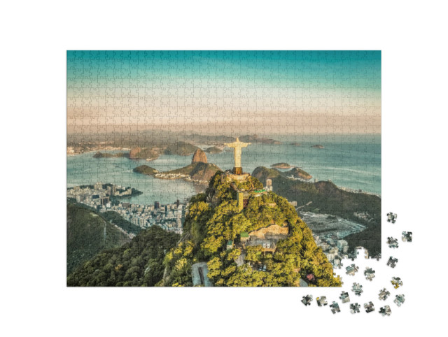 Puzzle de 1000 pièces « Vue aérienne de la baie de Botafogo, Rio de Janeiro »