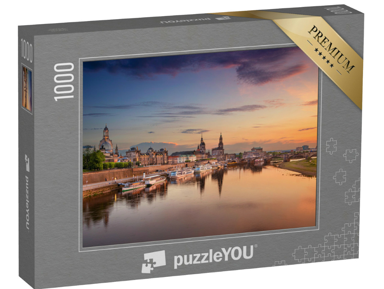 Puzzle de 1000 pièces « Magnifique vue sur Dresde le soir, Allemagne »