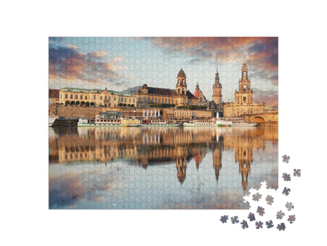 Puzzle de 1000 pièces « Panorama de la vieille ville de Dresde sur l'Elbe »