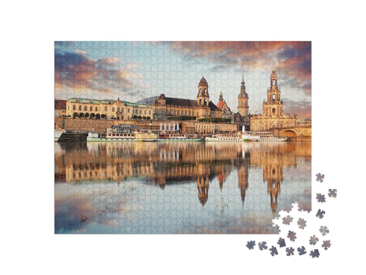 Puzzle de 1000 pièces « Panorama de la vieille ville de Dresde sur l'Elbe »