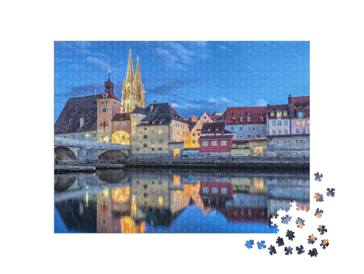 Puzzle de 1000 pièces « Historische Steinerne Brücke, Regensburg, Allemagne »