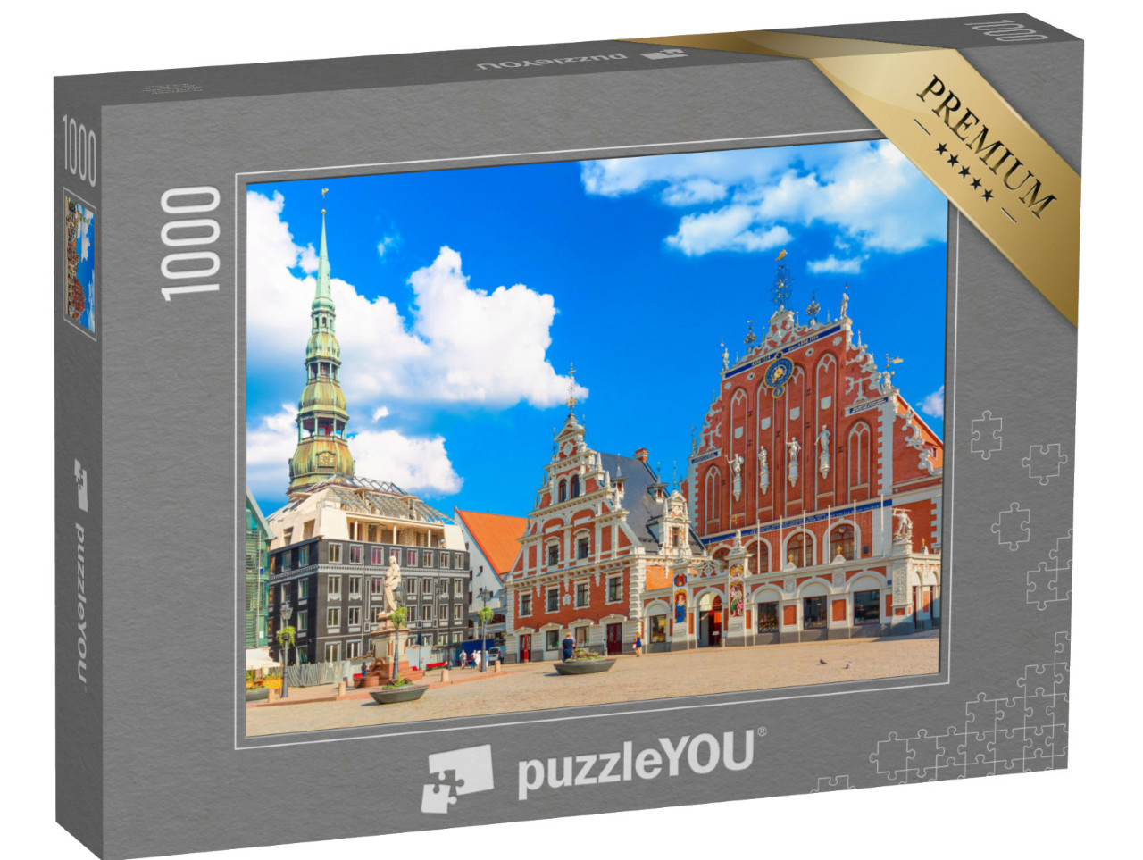 Puzzle de 1000 pièces « Vieille ville avec ses monuments célèbres et sa cathédrale à Riga, Lettonie »
