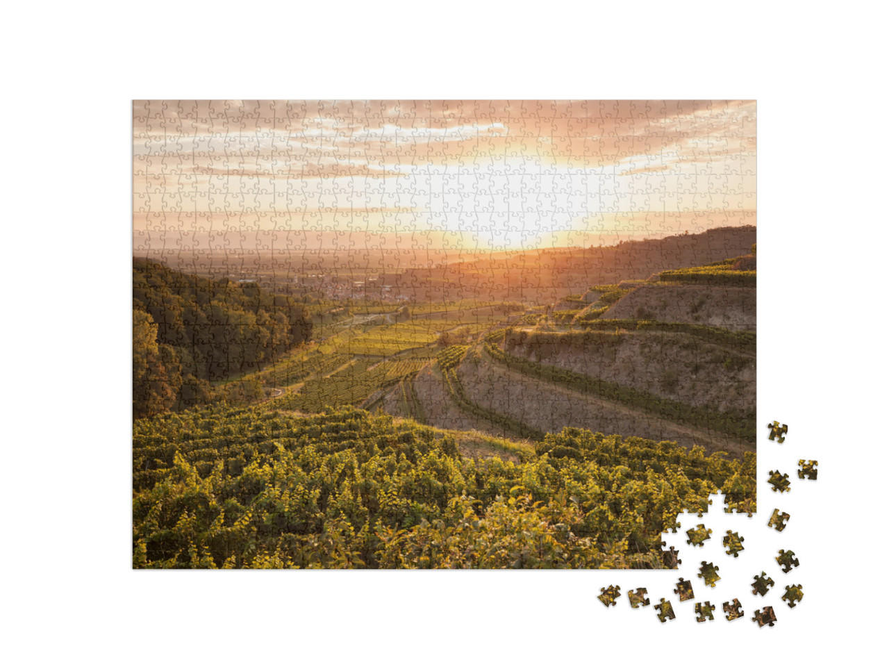 Puzzle de 1000 pièces « Village dans la vallée du Kaiserstuhl, Allemagne »