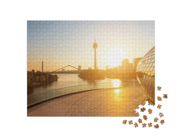 Puzzle de 1000 pièces « Lumière du matin sur Düsseldorf en Allemagne »