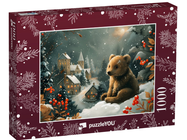 Puzzle de 1000 pièces « Un petit ours profite de la magie de Noël »