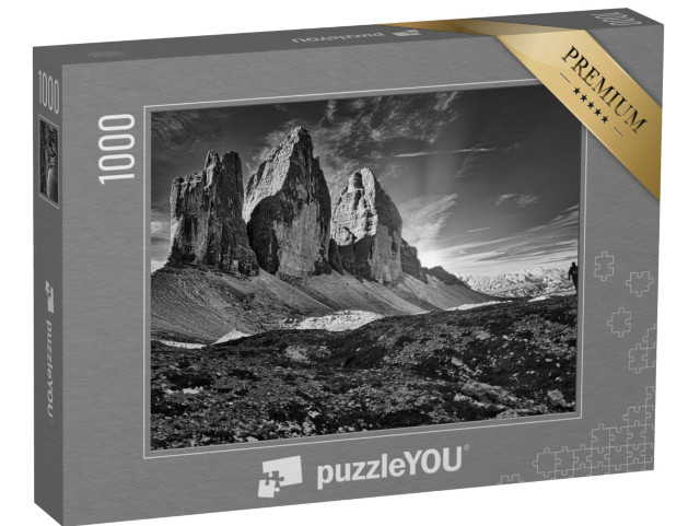 Puzzle de 1000 pièces « Drei Zinnen, Dolomites de Sesto, noir et blanc »