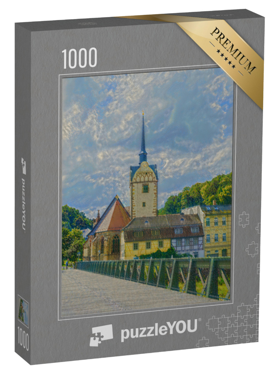 Puzzle de 1000 pièces « dans le style artistique de Claude Monet - Die Marienkirche in Gera »