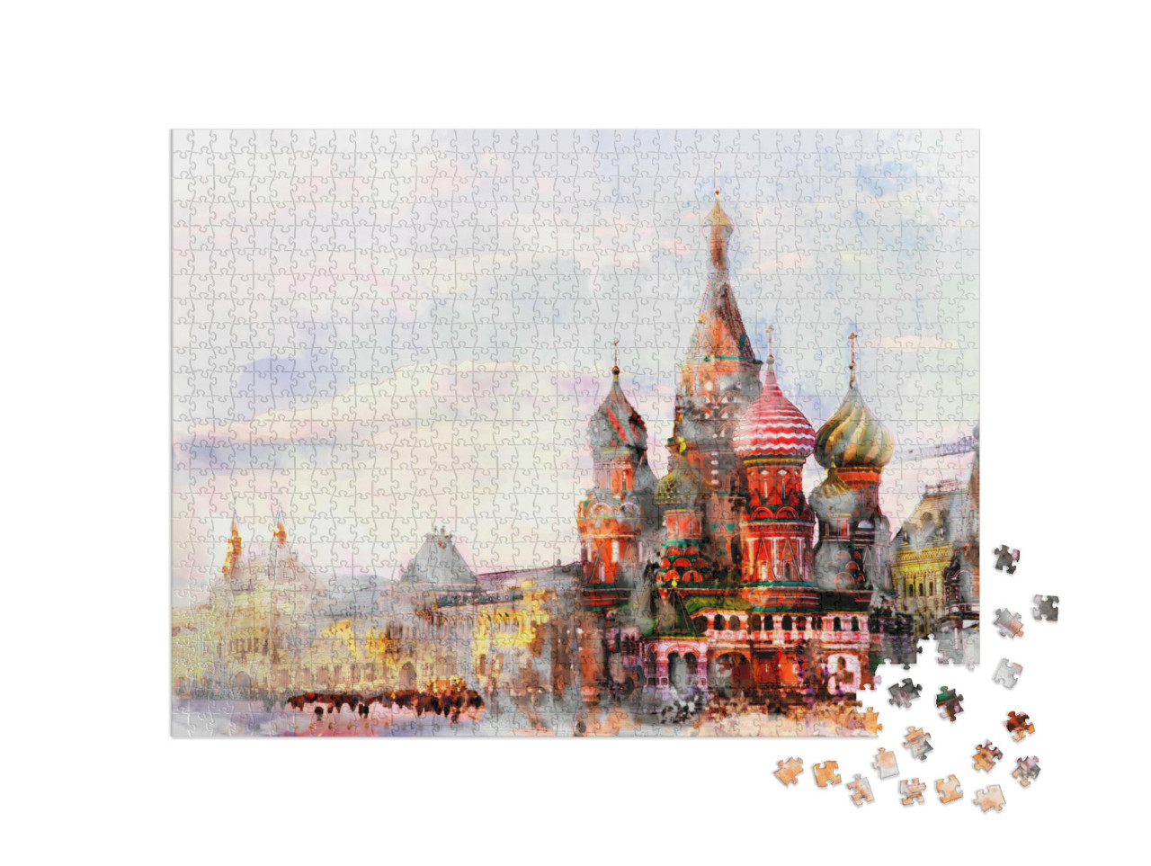 Puzzle de 1000 pièces « Aquarelle de Moscou au coucher du soleil »