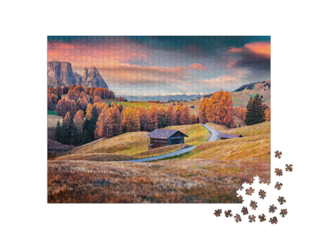 Puzzle de 1000 pièces « Plateau de montagne de l'Alpe de Siusi, Italie »