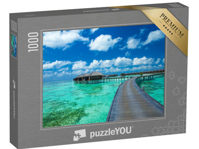 Puzzle de 1000 pièces « Belle plage avec bungalows aquatiques, Maldives »