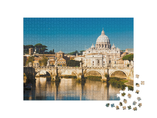 Puzzle de 1000 pièces « Basilique Saint-Pierre et fleuve Tibre à Rome, Italie »