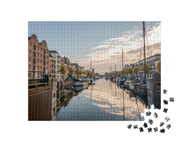 Puzzle de 1000 pièces « Le quartier historique de Delfshaven à Rotterdam, Niederlande »