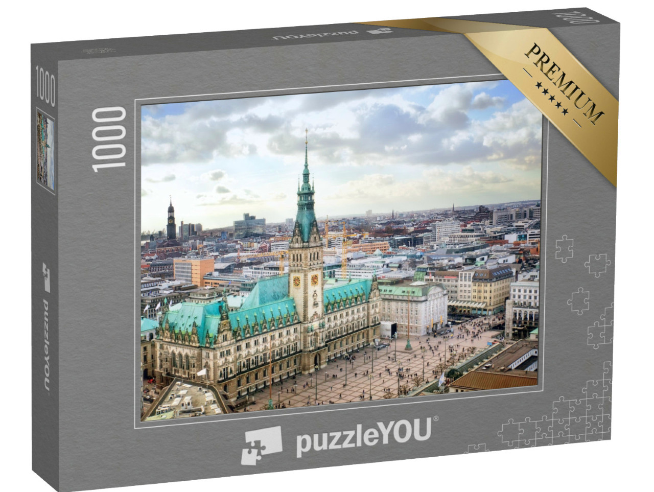 Puzzle de 1000 pièces « Impressionnant hôtel de ville de Hambourg, Allemagne »