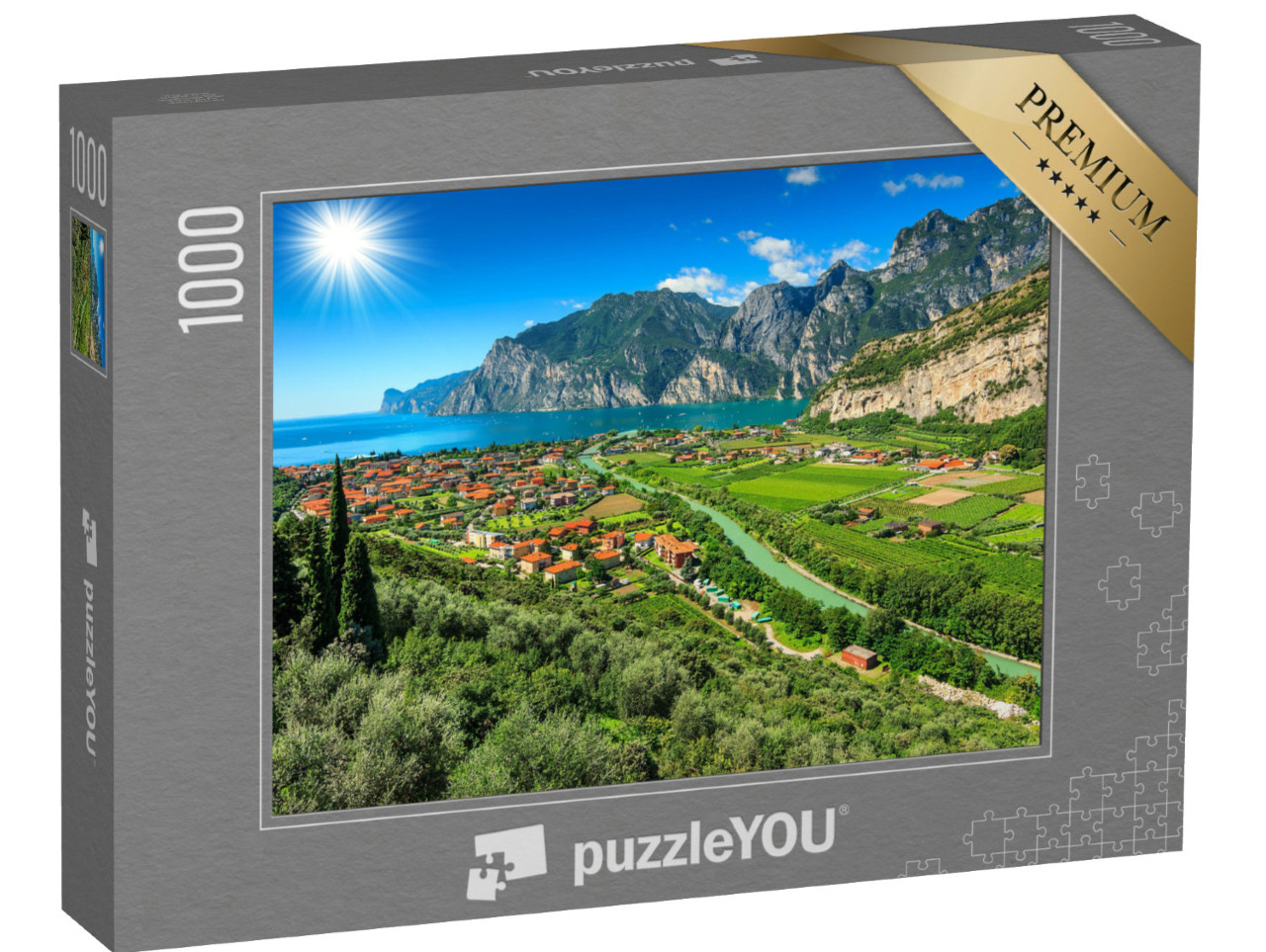 Puzzle de 1000 pièces « Journée ensoleillée au lac de Garde, Italie »