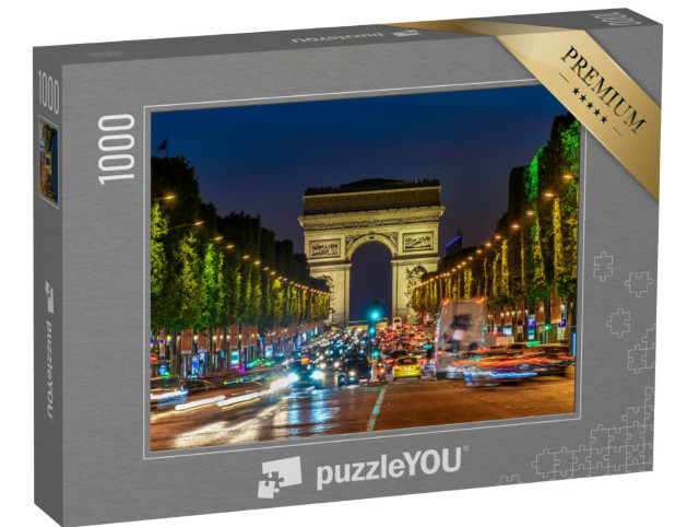 Puzzle de 1000 pièces « Champs-Élysées et Arc de Triomphe de nuit, Paris, France »