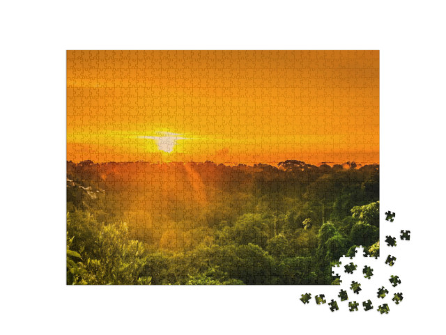 Puzzle de 1000 pièces « Vue du coucher de soleil sur la forêt tropicale au Brésil »