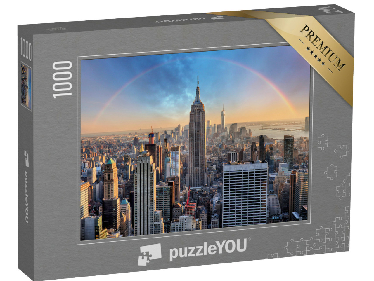 Puzzle de 1000 pièces « Skyline de New York avec gratte-ciel et arc-en-ciel »