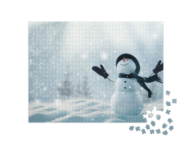 Puzzle de 1000 pièces « Un sheeman dans la neige brillante »