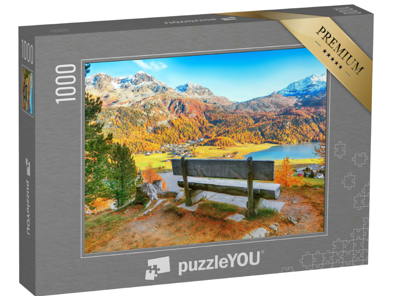 Puzzle de 1000 pièces « Magnifique panorama automnal - Lac de Silvaplana »