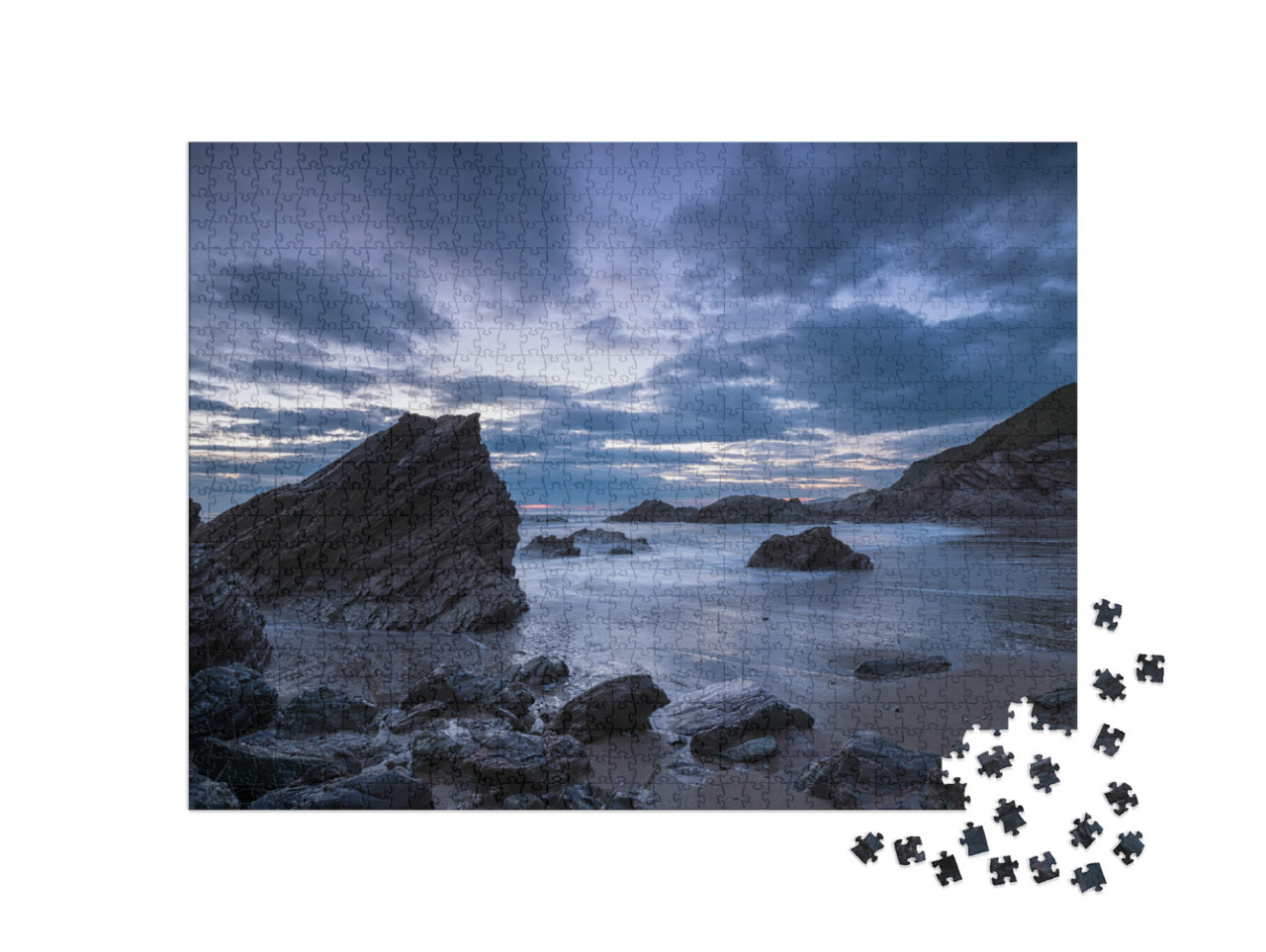 Puzzle de 1000 pièces « Abne au-dessus de la côte de Cornouailles sur la plage de Sharrow dans la baie de Whitsand »