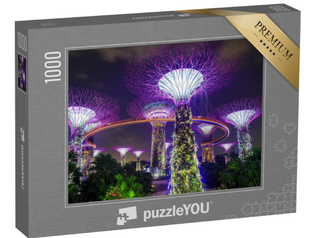 Puzzle de 1000 pièces « Jardin Supertree de nuit, jardin sur la baie »