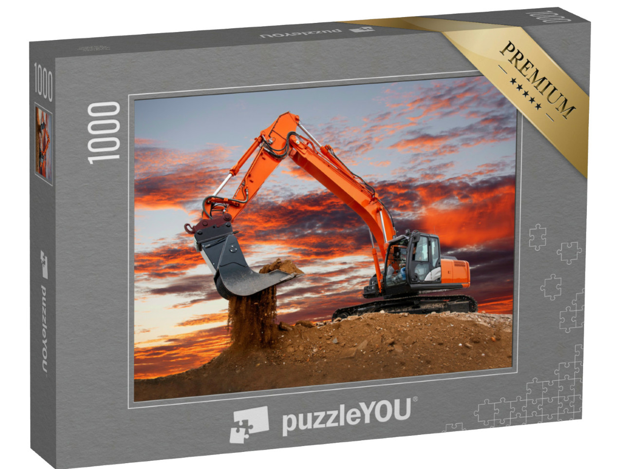 Puzzle de 1000 pièces « Pelleteuse au travail sur le chantier »