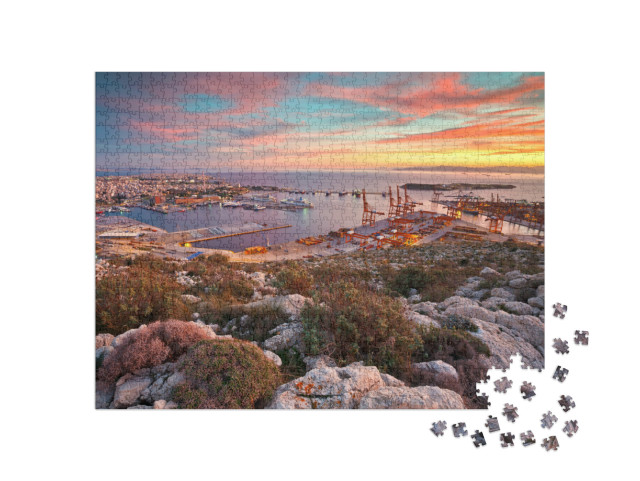 Puzzle de 1000 pièces « Vue sur le port du Pirée à Athènes, Grèce »