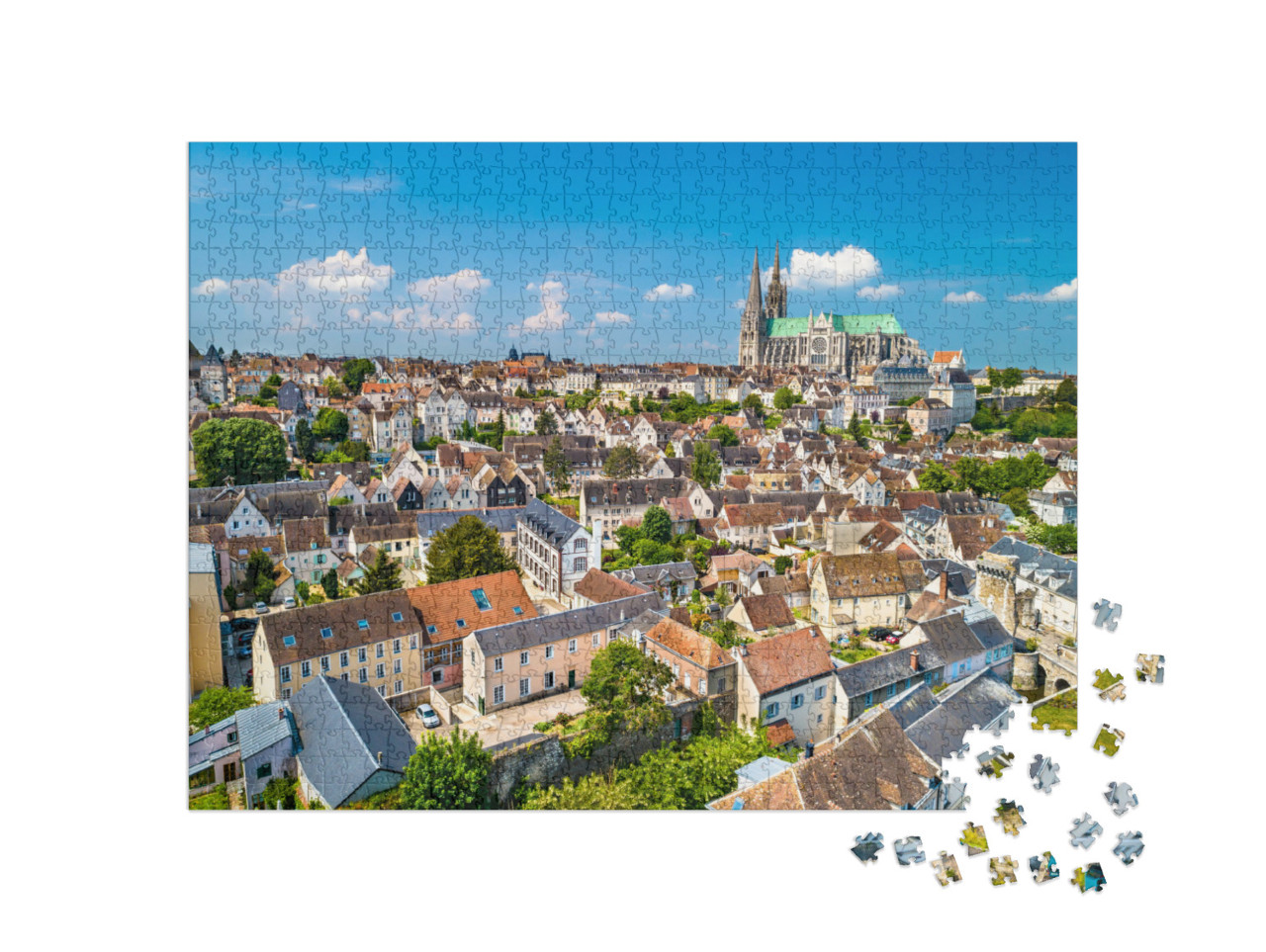 Puzzle de 1000 pièces « Vue aérienne de la ville de Chartres dans le département de l'Eure-et-Loir »
